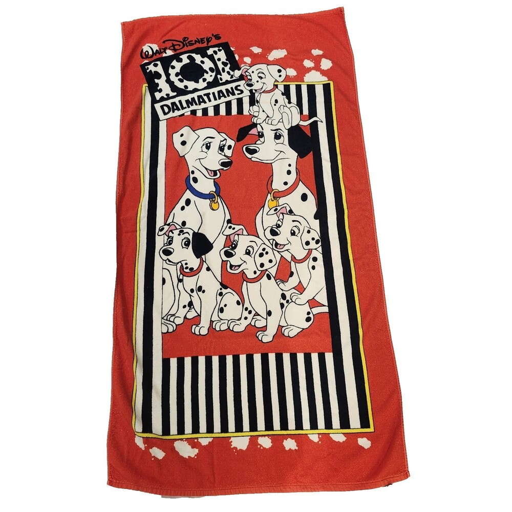 Vintage 90's Walt Disney's 101 Dalmatians Red Bath/Beach Towel Appx 56"×29"